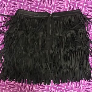 High waisted Leather Fringe mini Skirt